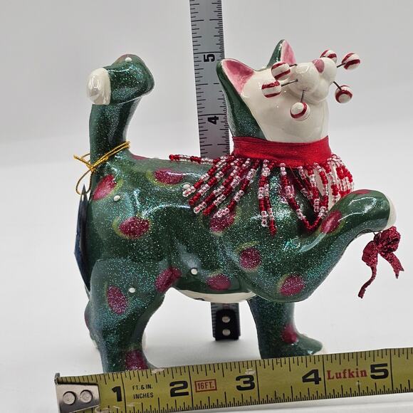 Whimsiclay Holly Berry Cat Sculpture-Handmade Figurine Christmas Winter Decor - Picture 5 of 5